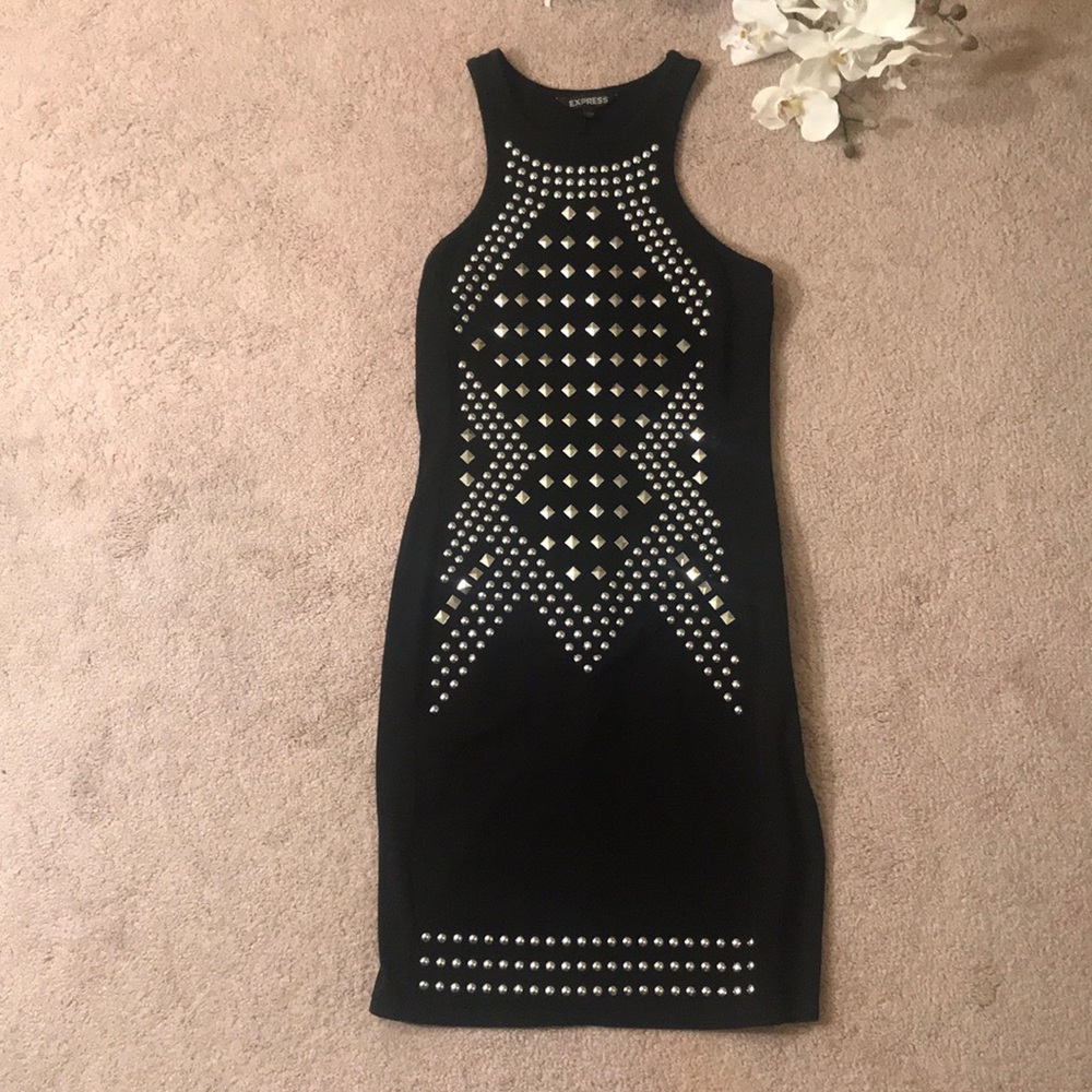 Black dress with metal accents